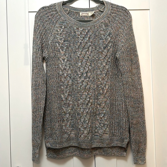 Gray & Multi Colored Crochet Knit Crew Neck Sweater Sz MED NWOT FIRM PRICE! - Picture 1 of 5